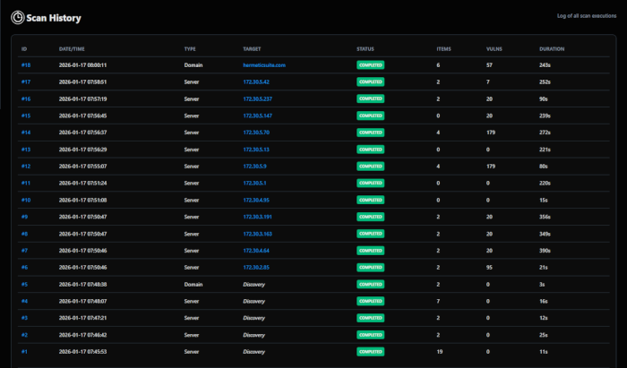 Scan History Screenshot